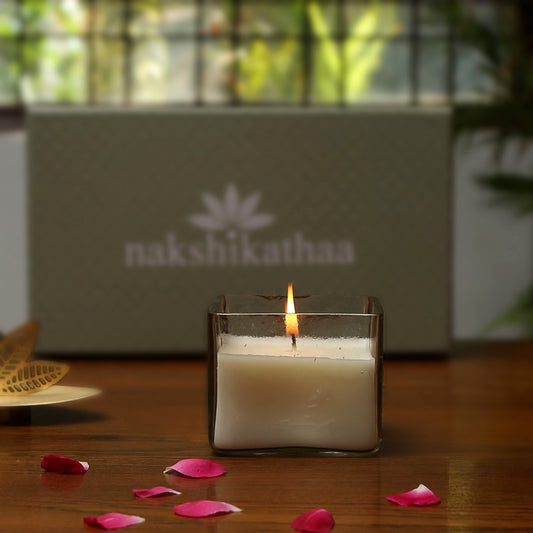 Square Glass Wax Votive (Ivory White)