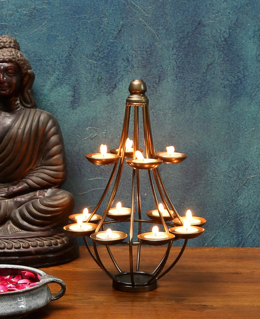 Ektara Table Tea Light Holder (Antique Gold)