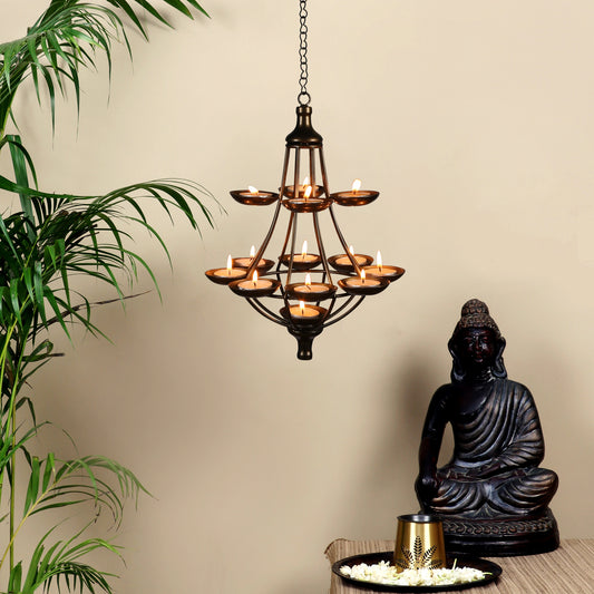 Ektara Hanging Tea Light Holder (Antique Gold)