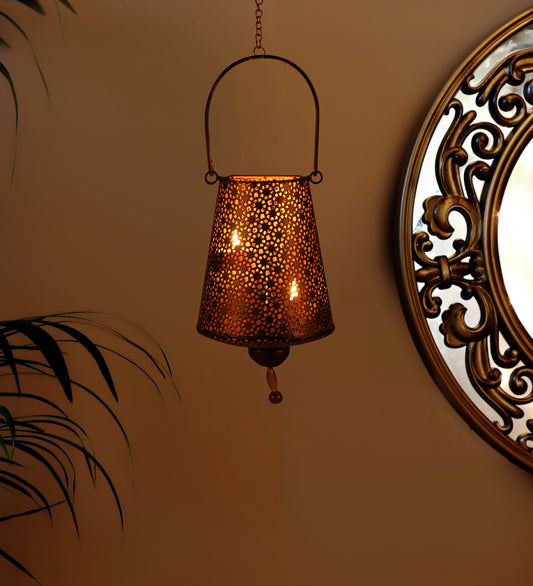 Mysore Goblet Hanging Tea Light Holder (Gold & Antique)