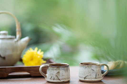 Studio Pottery Light Brown Cups - Set of 2