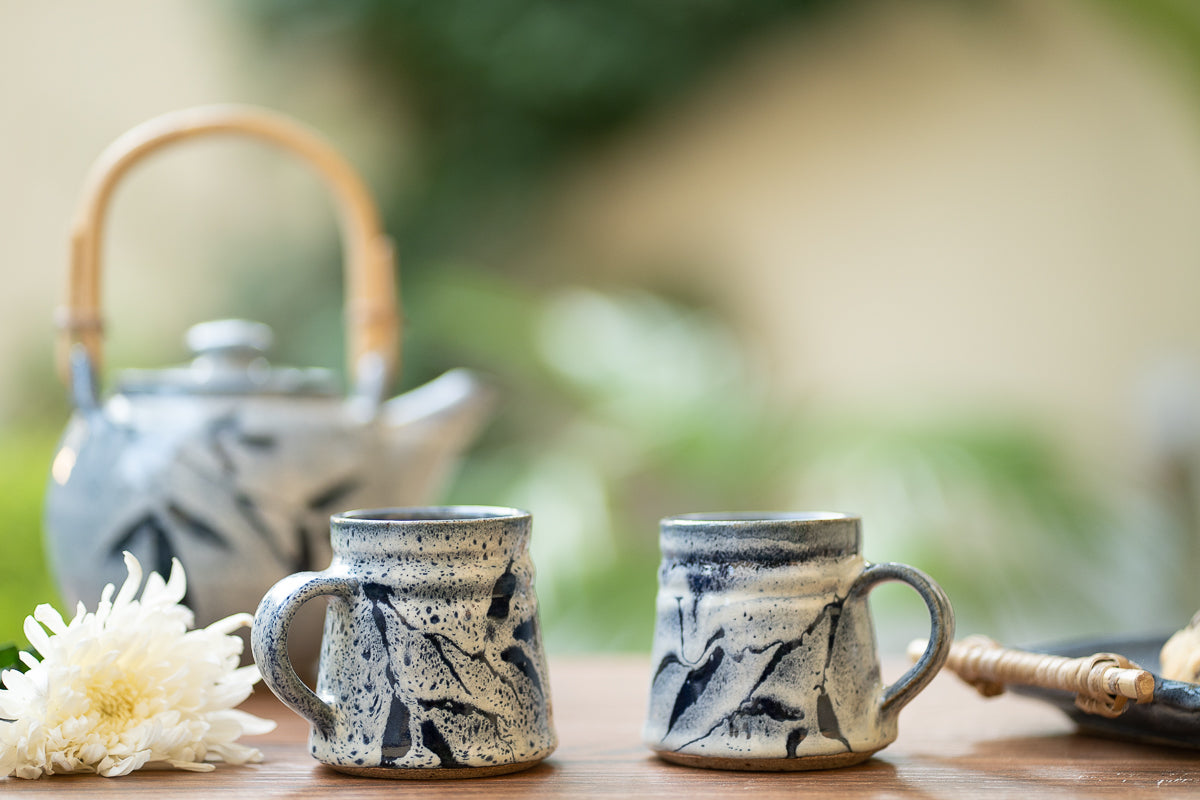 Studio Pottery Light Blue Mugs - Set of 2