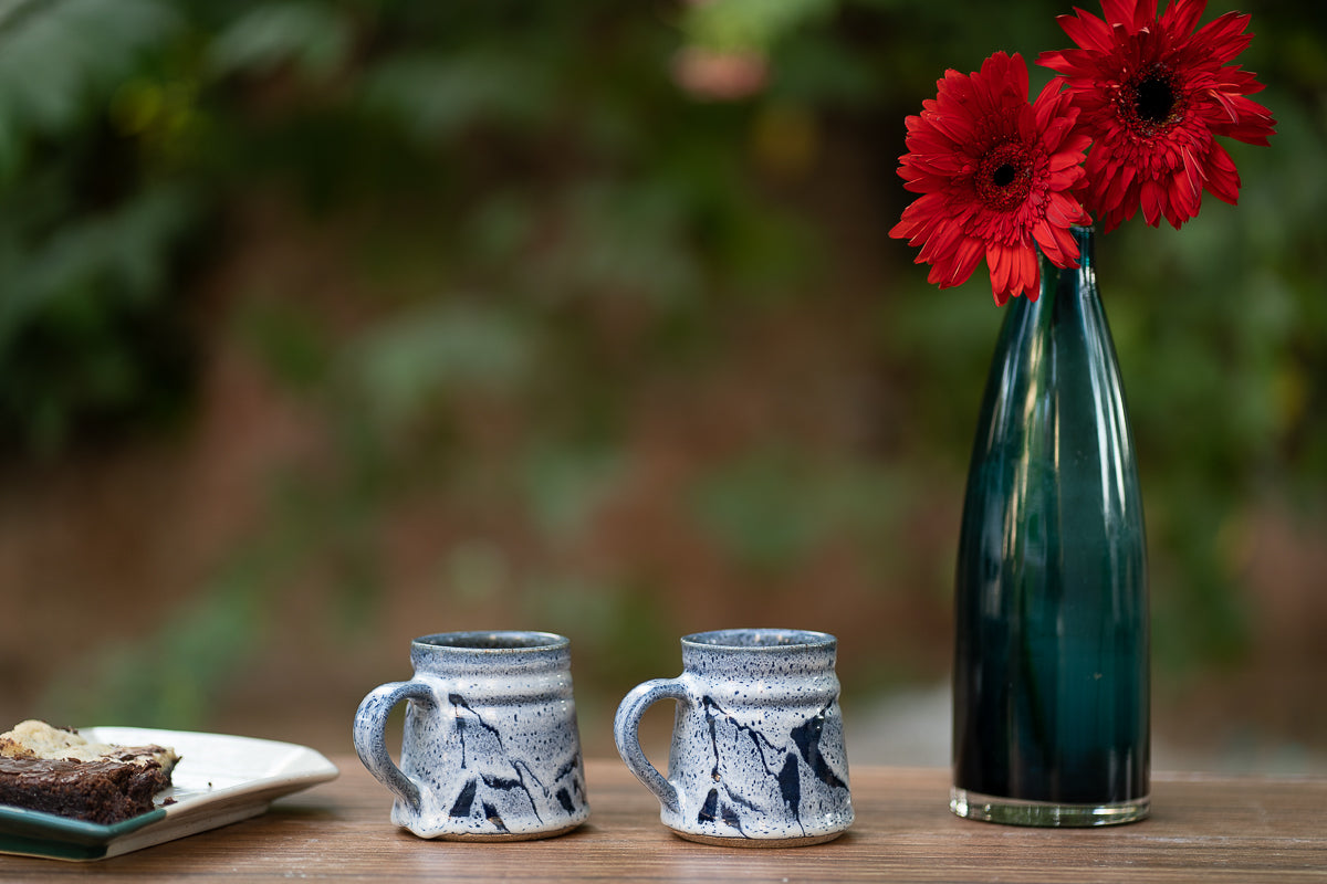 Studio Pottery Light Blue Mugs - Set of 2