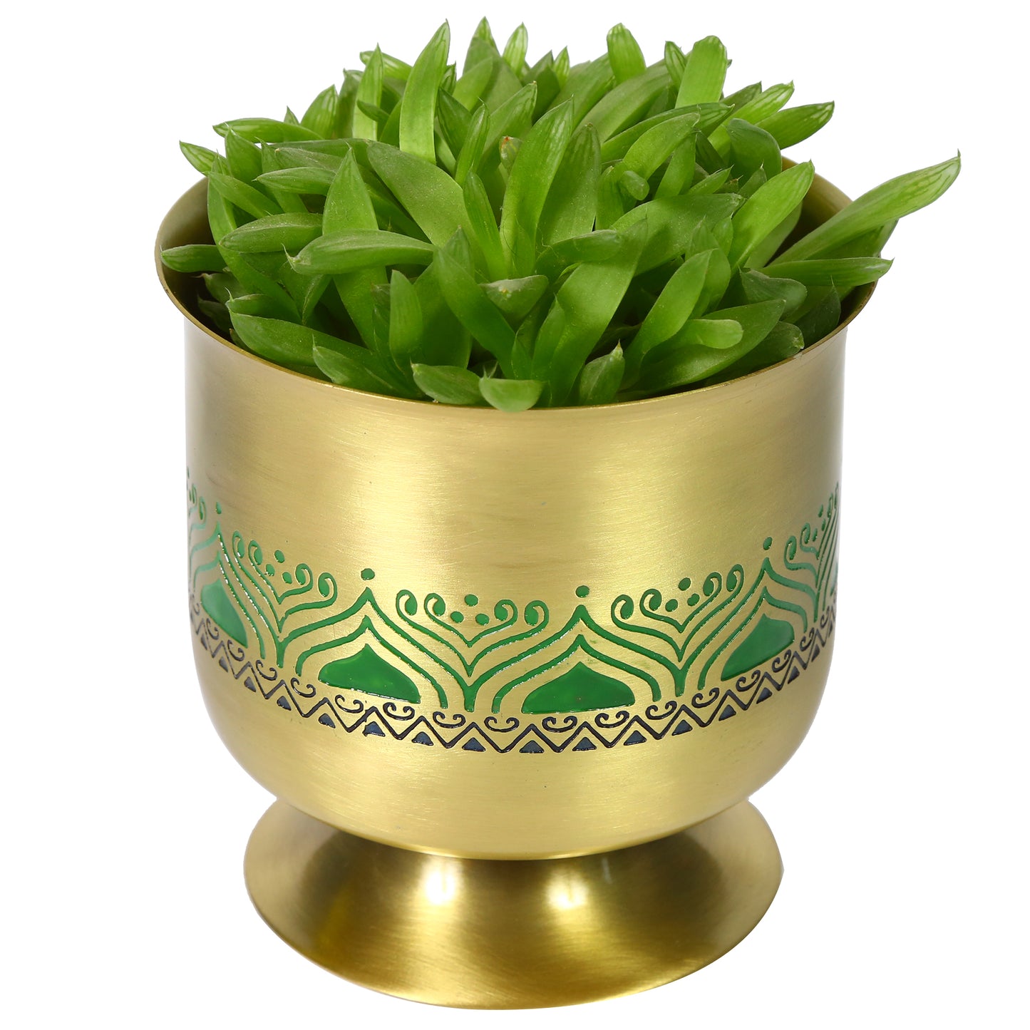 Utsav Brass Planter (Green)