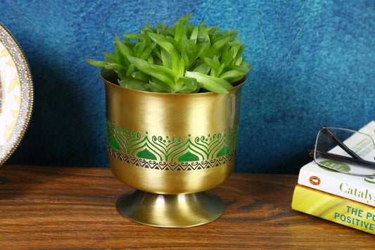 Utsav Brass Planter (Green)